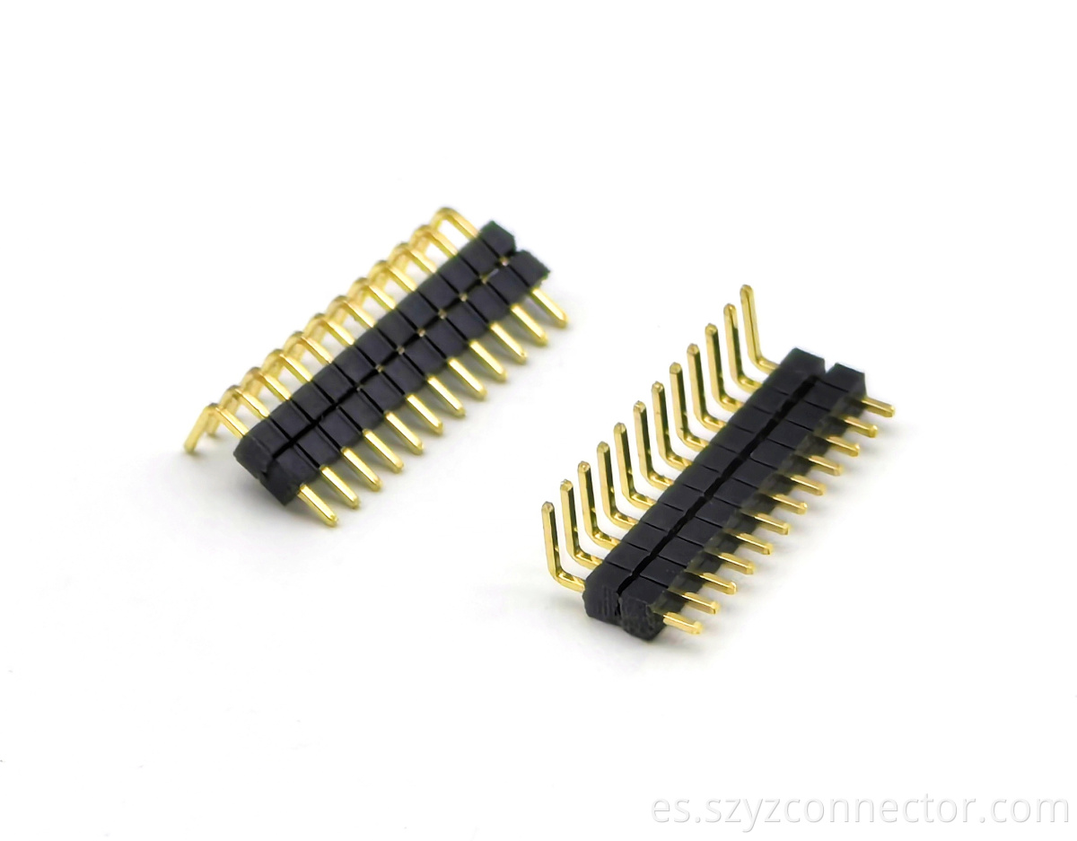 Conector del encabezado de pasillo de lanzamiento de 1.0 mm Angle de plástico dual Dual H: 2.0 mm 1*12p 1.0mm Pitch Pin Header Connector Single Row Right Angle Dual Plastic H:2.0mm 1*12P